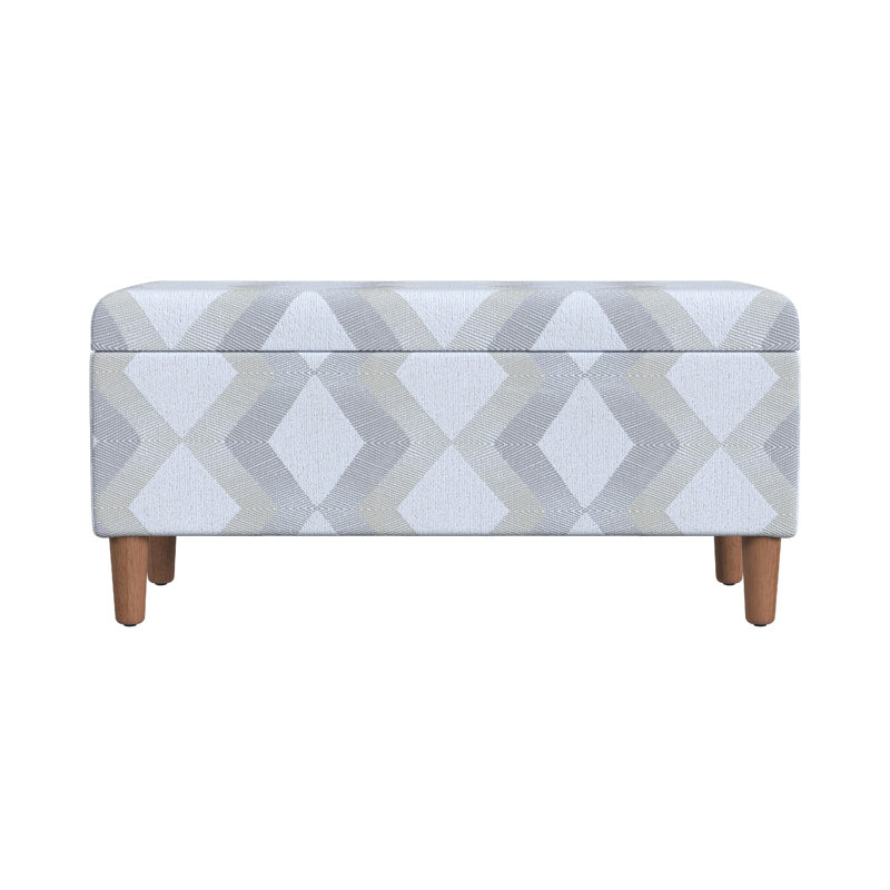 Banc de rangement décoratif Zia, tissu, brun, 36 po, Crème / gris géométrique