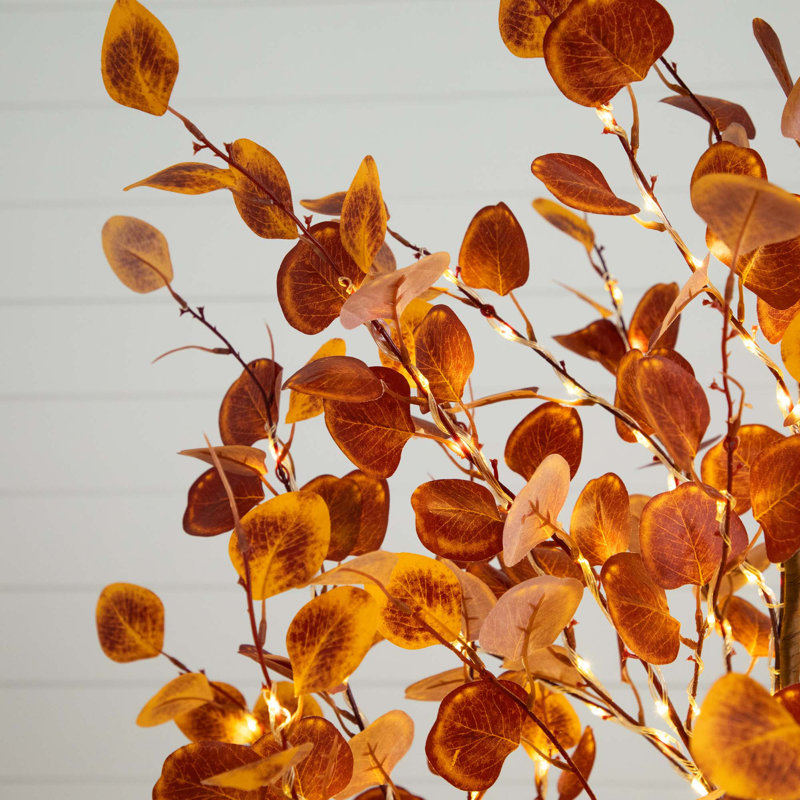 6ft. Pre-Lit Autumn Eucalyptus Artificial Fall Tree with 300 Warm White LED Lights
