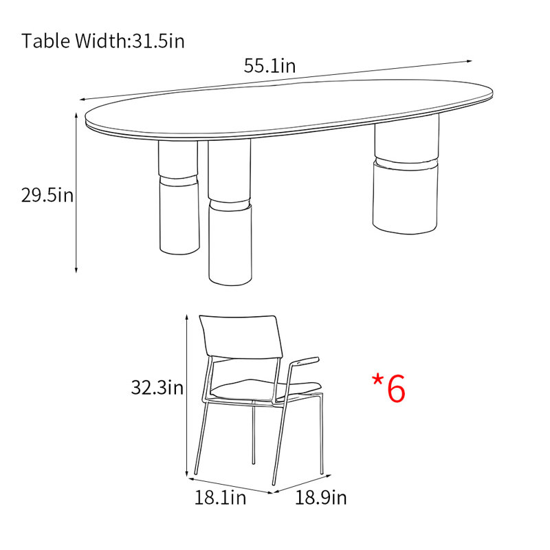 Light luxury modern high-end dining table sets, 29.5"H x 55.1"L x 31.5"W