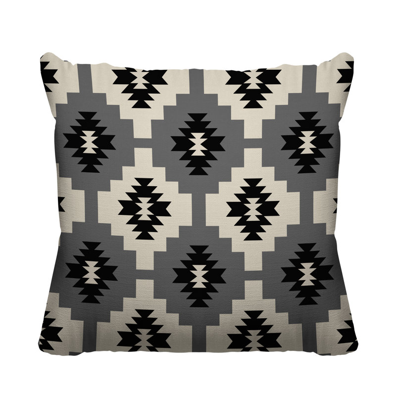 Coussin intérieur / extérieur Hinto Southwestern, 17 po x 17 po, gris, Carré
