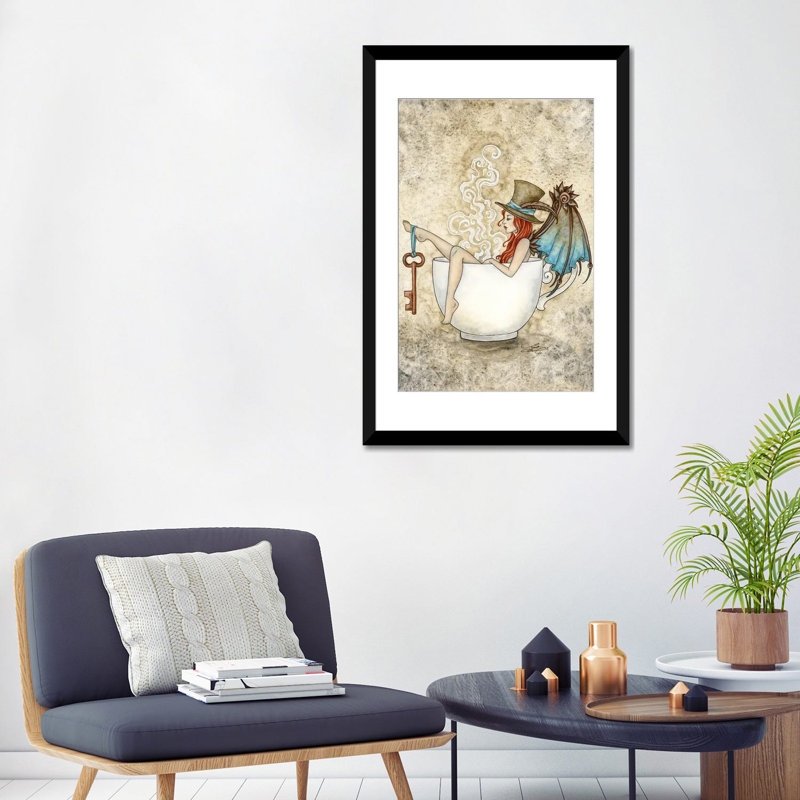 Steam Bath, 32" H x 24" W x 1" D, White, Black Open Corner Framed Paper