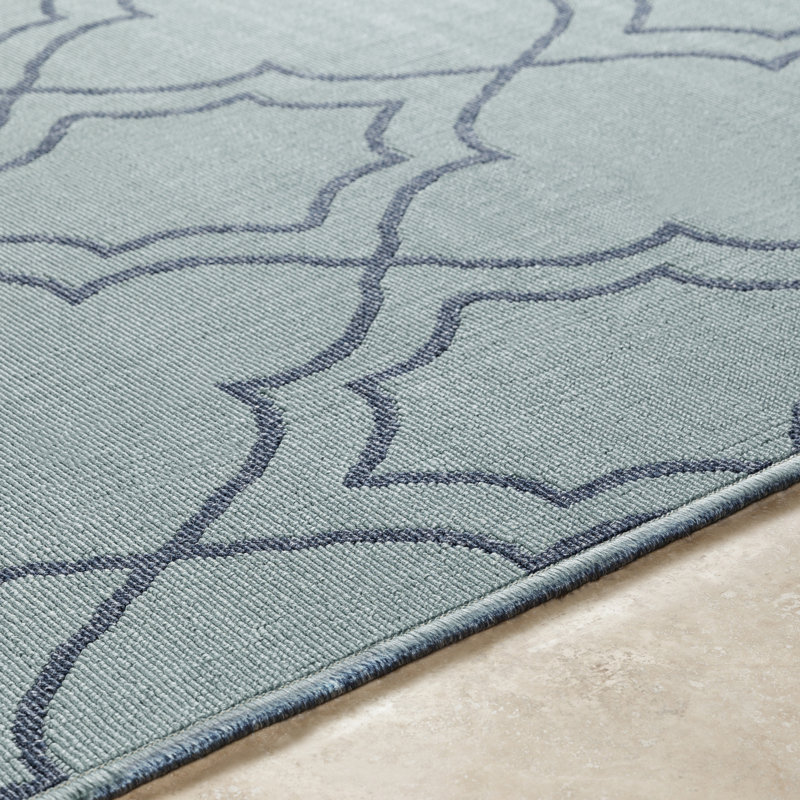 Tapis intérieur / extérieur géométrique Gilead, Rond 8 pi 9 po
