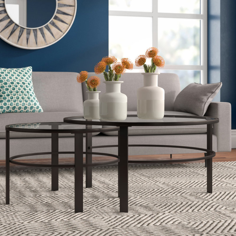 Eva Nesting 2 Piece Coffee Table Set, Black