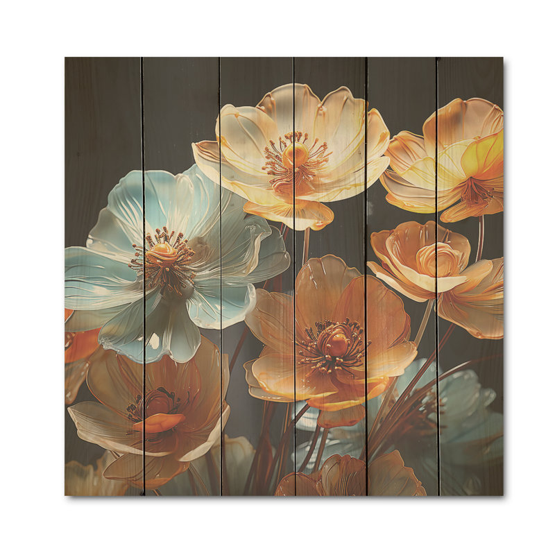 «Buttercups», art mural sur bois de pin naturel, H 36 po x l 36 po