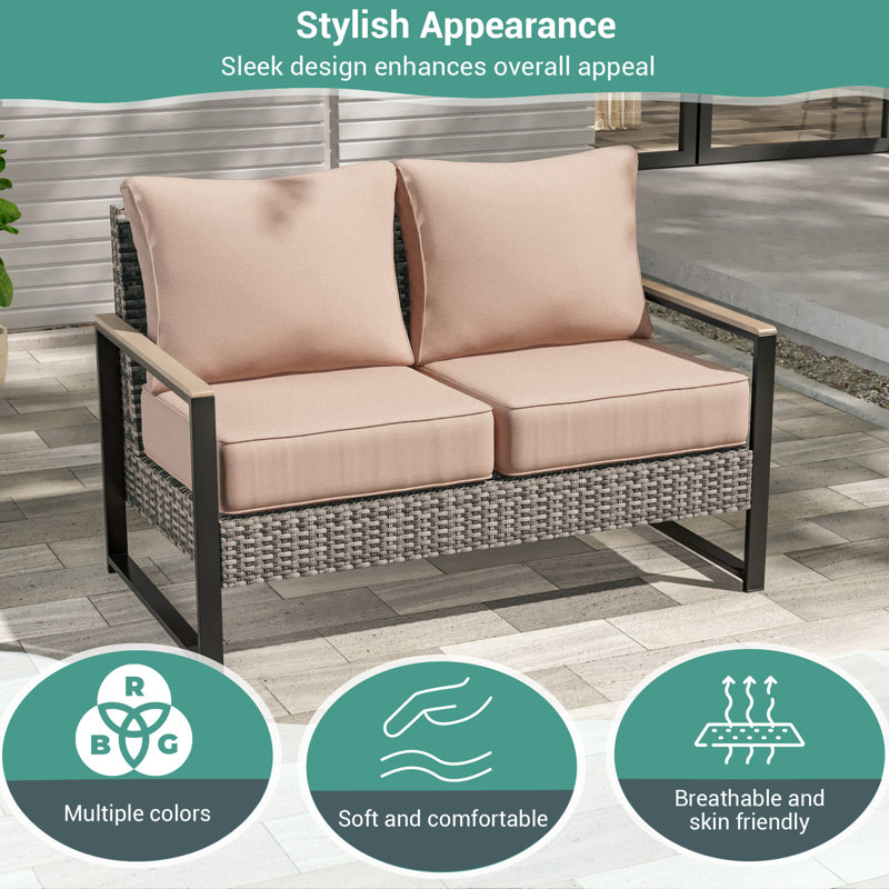 PE Rattan Loveseat Sofa, Sand