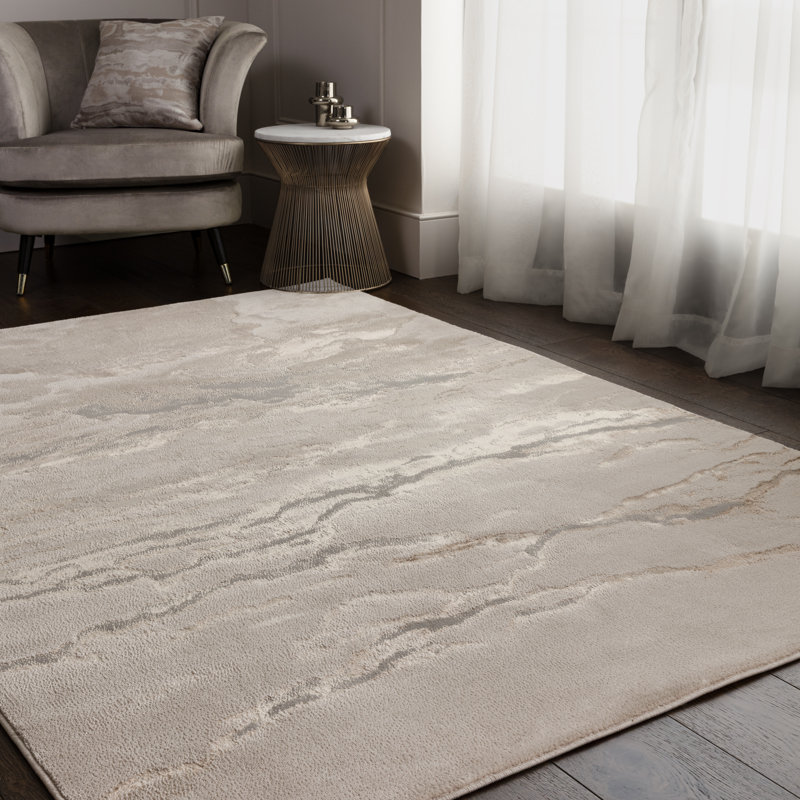 Aurora AU17 Linea Metallic Beige Area Rug, Rectangle 200 x 290cm