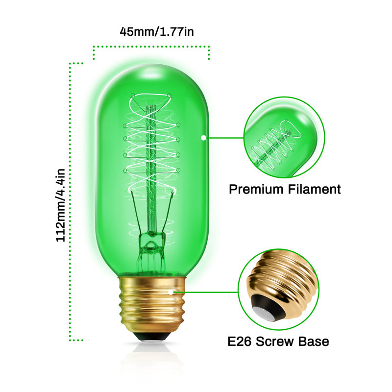 Ampoule T45 E26 moyenne pour les Fêtes, Vert