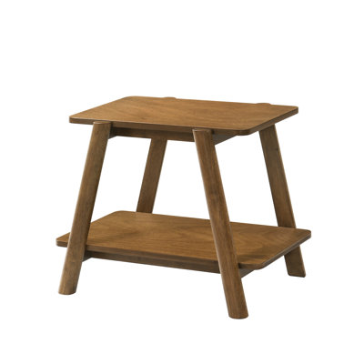 Mid-century Modern Console And Side Table, Walnut - Shelf For Practical Use Rectangular Wood End Table Organizing Personal Belongings