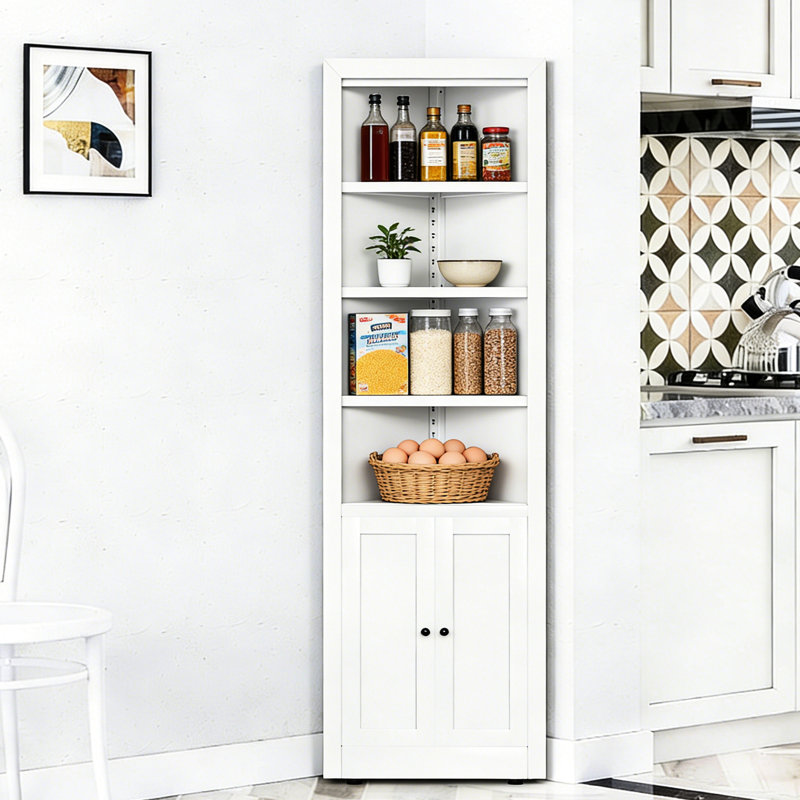 71 grands étagères de rangement autoportantes en métal blanc avec 5 et 2 portes pour la cuisine, le salon et la salle de bain