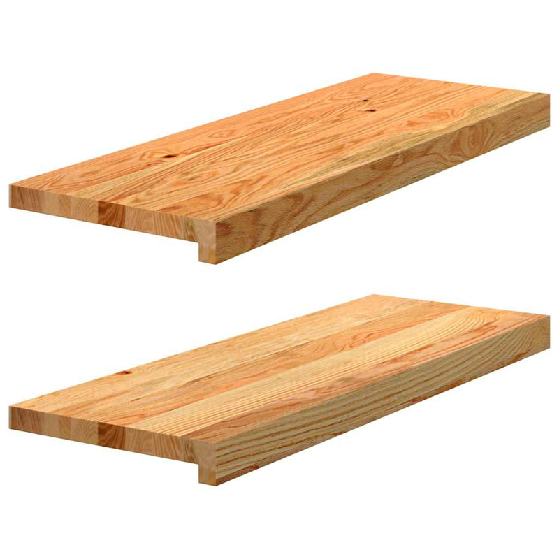 Appuis de fenêtre 2 pièces en bois de chêne massif clair, H 0,8 po x l 27,6 po x P 9,8 po, Brun
