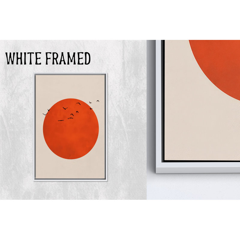 Oiseaux modernes orange, impression sur toile, décoration murale élégante, 1P, H: 15,8 po x l: 11,9 po