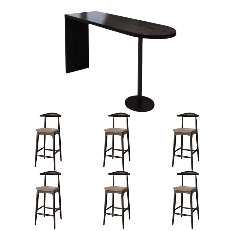 High-end solid wood black bar table, 41.3"H x 86.6"W x 15.7"D