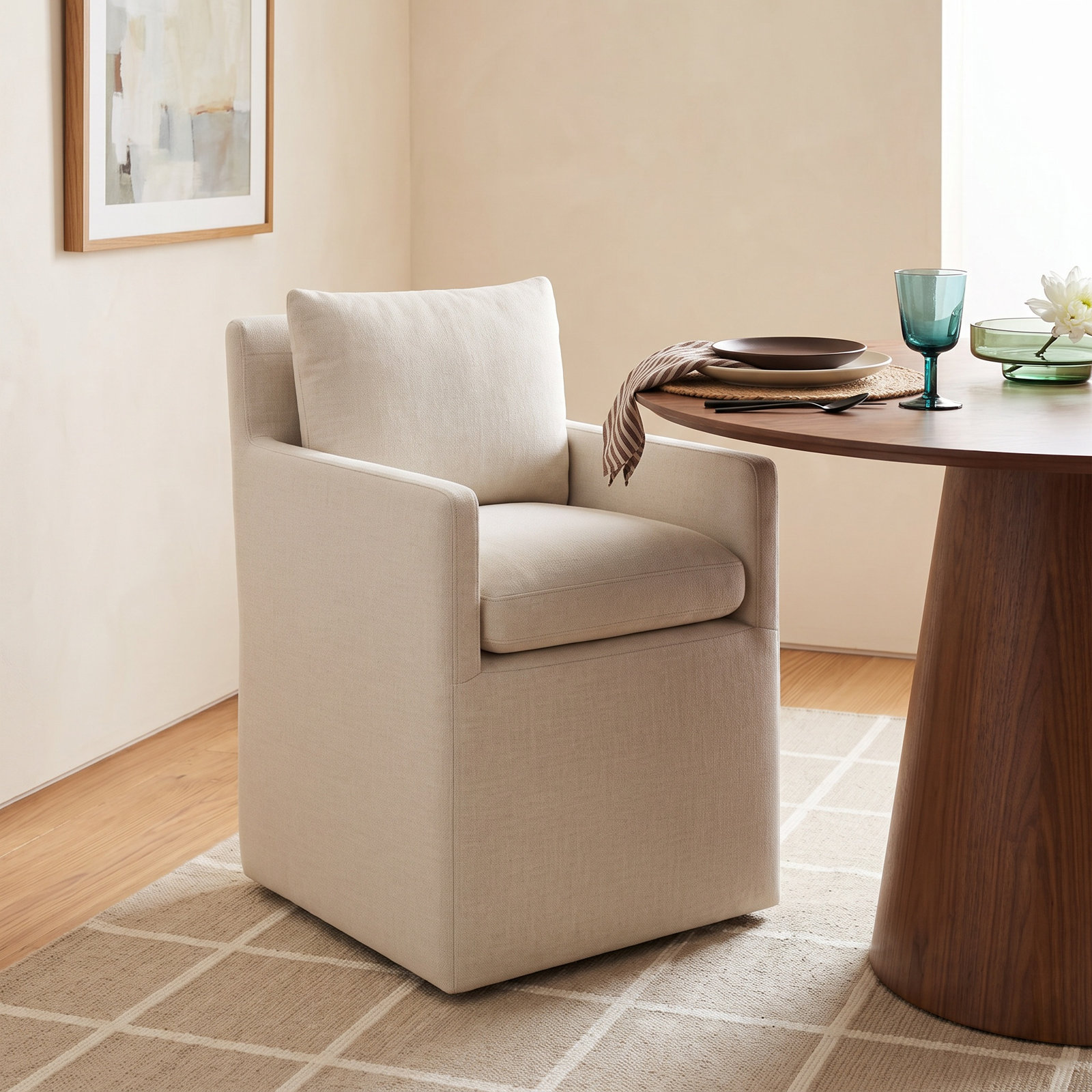 Alayaa Dining Armchair, Effie Linen Performance Linen