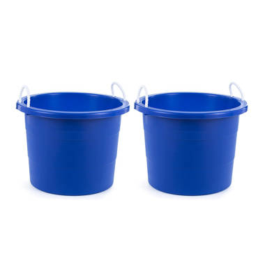 18 Gal. Black Plastic Utility Storage Bucket Tub w/Rope Handles (6-Pack)