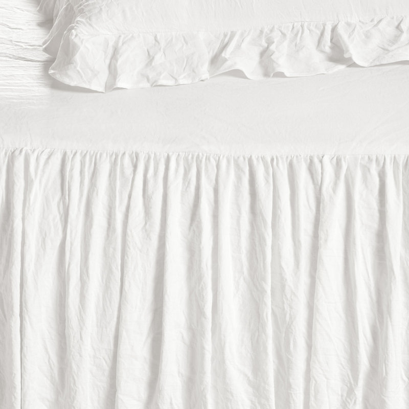 White Polyester Twin Daybed Cover Set with Ruffled Trim