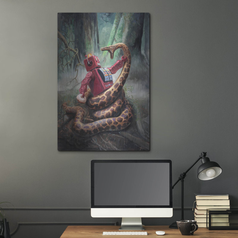 Trinx «Snakefight» par Eric Joyner, art mural en métal, 24 po x 36 po