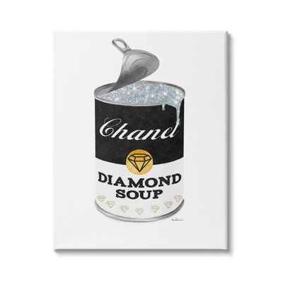 " Traditional Condensed Soup Can Glam Fashion Pop Black " by Amanda Greenwood