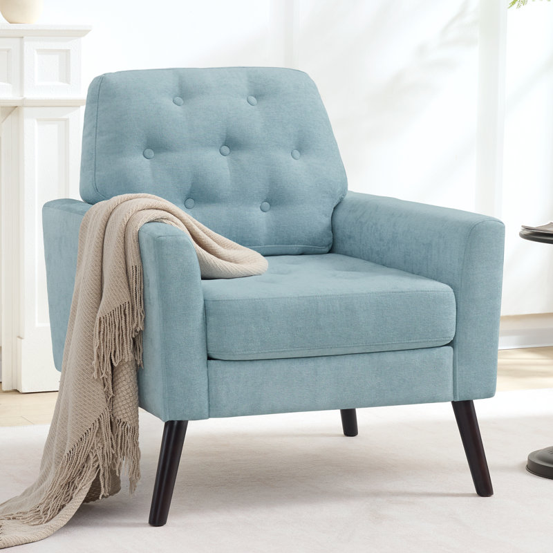 Accent Chair with Button-Tufted Back, Turquoise