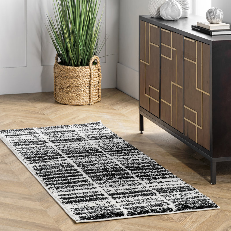 Noir d’ainslei/Tapis décoratif blanc, Rectangle 4 pi x 6 pi