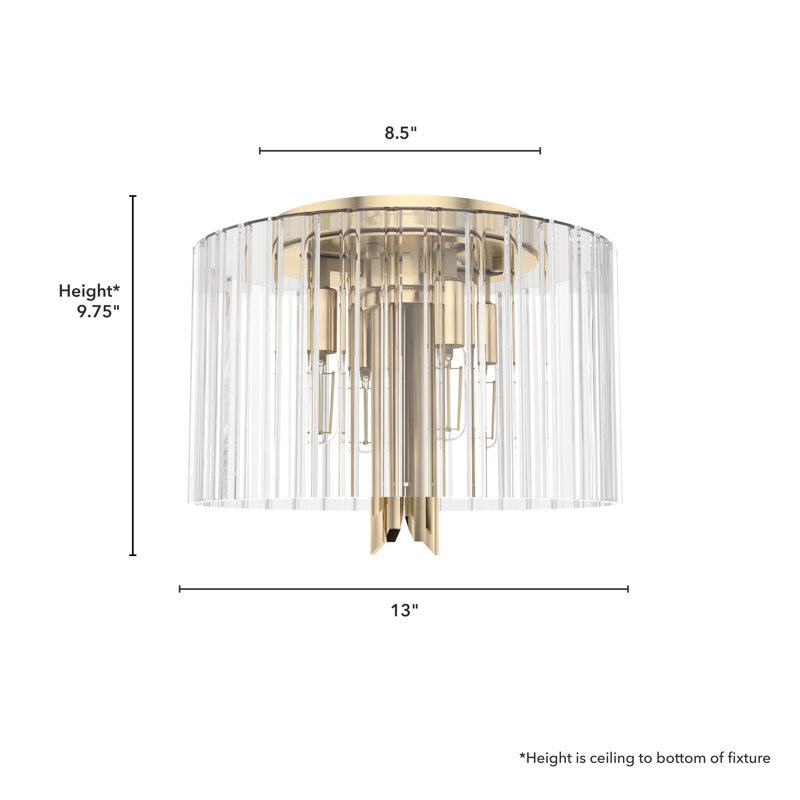 Alturas Gold Clear Fluted Glass LED Flush Mount Ceiling Light
