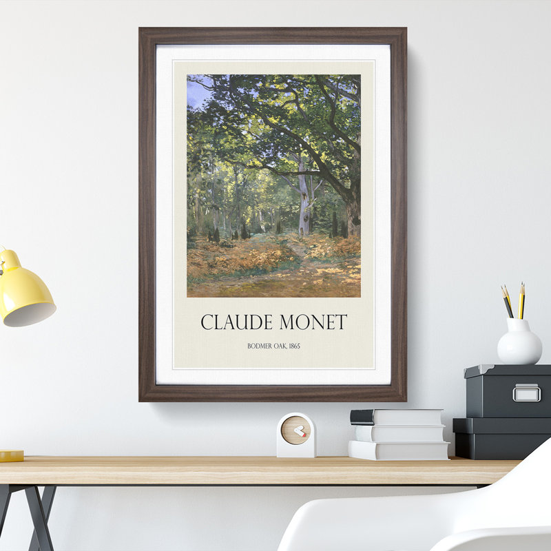 The Bodmer Oak Tree by Claude Monet - Picture Frame Painting, Walnut Framed, 48cm H x 36cm W x 2cm D