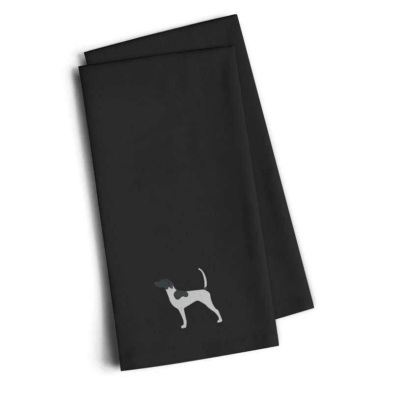 Serviette de cuisine à serviettes brodée english, Noir, H 25 po x l 16 po x P 0,1 po