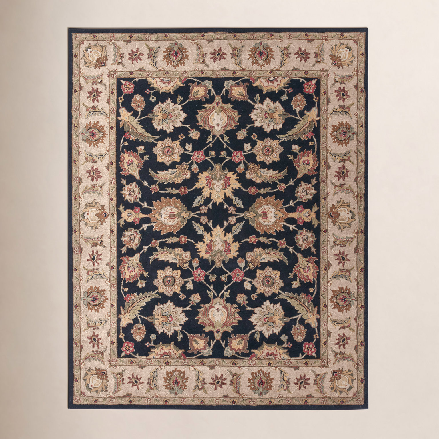 Lyndsay Ebony Sand Hand-Tufted Wool Oriental Rug, Rectangle 9' x 12'