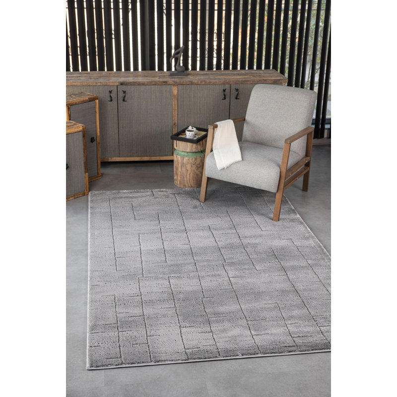 Leonetti Collection Transitional Abstract Grey Area Rug, Rectangle 7' x 10'