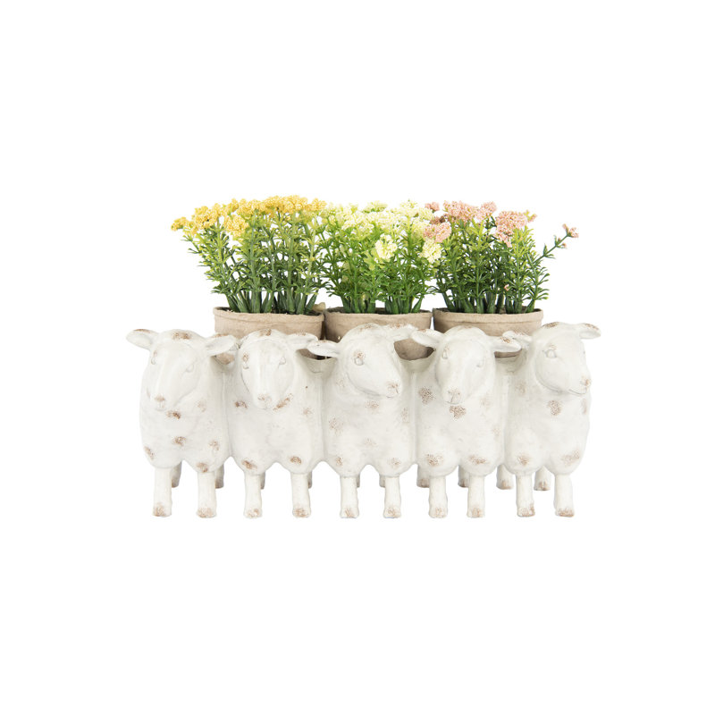 Farmhouse Resin Sheep Planter, Cream