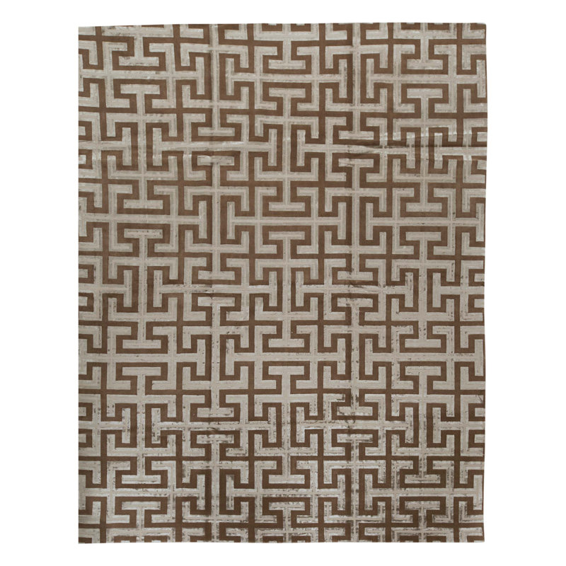 Hand Knotted Area Rug in Gold