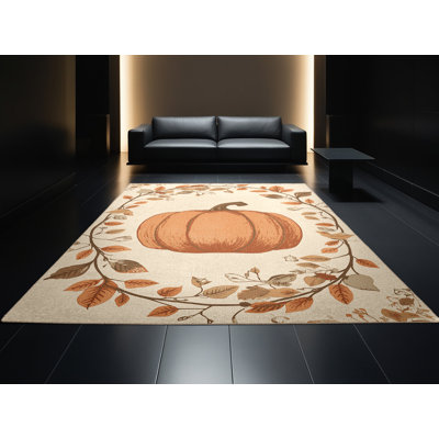 Machine Washable Highbridge Thanksgiving Modern & Contemporary Abstract Rug in Beige – Beige Binding