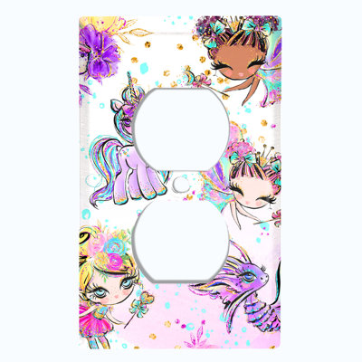 Fairy Princess Castle Unicorn Fantasy Cartoon 1 - Gang Duplex Outlet Standard Wall Plate
