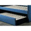 Lit de jour à structure en bois avec revêtement bleu et lit gigogne escamotable en tissu, structure, pour la décoration de la chambre à coucher