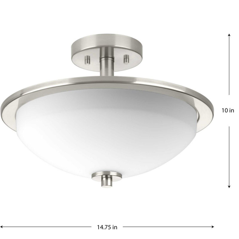 Sarsfield Glass Semi Flush Mount, Polished Nickel