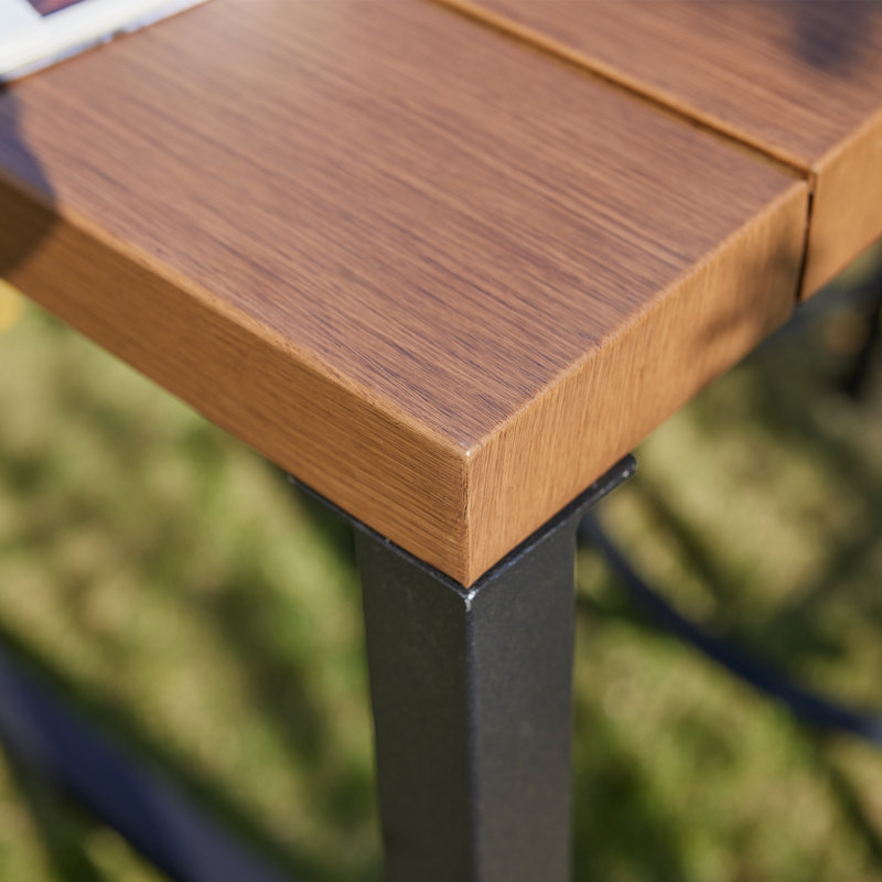 Roca Rectangular Steel Outdoor Bar Table, Walnut