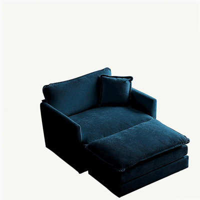Modern Accent Chair with Ottoman, Living Room Club Chair Chenille Upholstered Armchair , Reading Chair for Bedroom