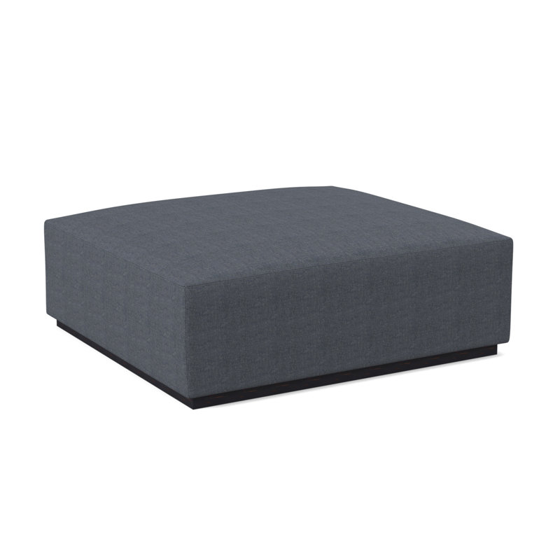 Club Square Ottoman, Margaret Lipstick Polyester Blend, Vintage Ebony