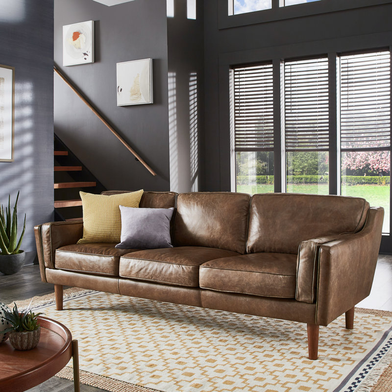 Hewett Tan Oxford Leather Sofa