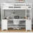 Full Size Loft Bed with U-shaped Desk, Drawers and Storage Shelves,-114670671-112681439