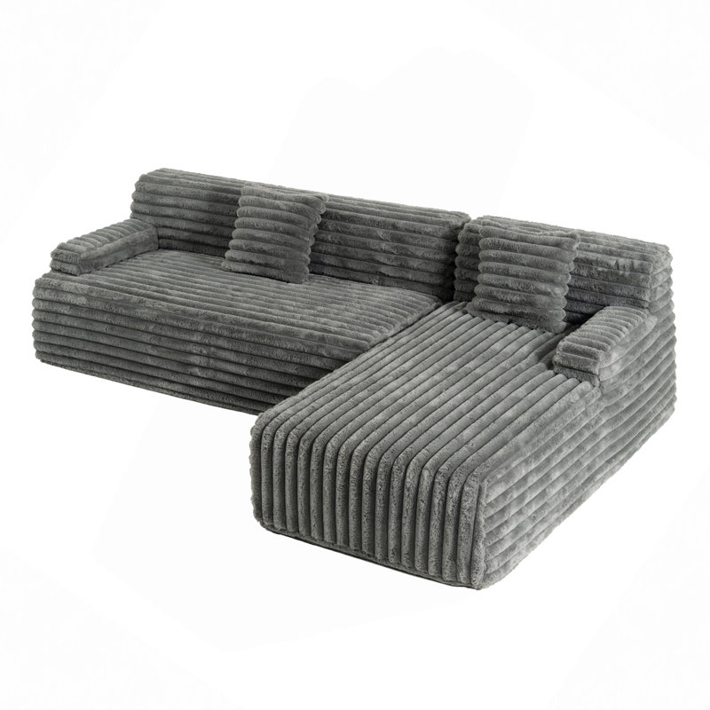 Canapé modulaire 110 po Cloud, Fausse fourrure grise foncée