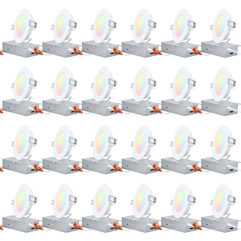 4'' Selectable Color Temperature 10.5 Watt Dimmable LED Canless Recessed Lighting Kit