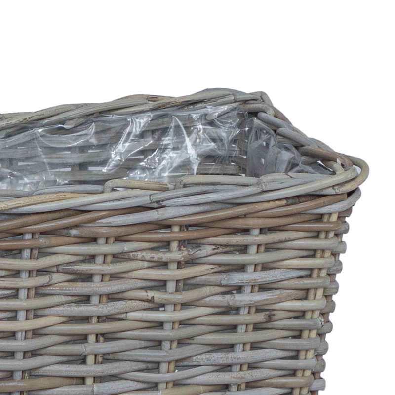 Vidaxl Planter Basket With Storage 3 Pcs Decorative Baskets Indoor Outdoor, Grey
