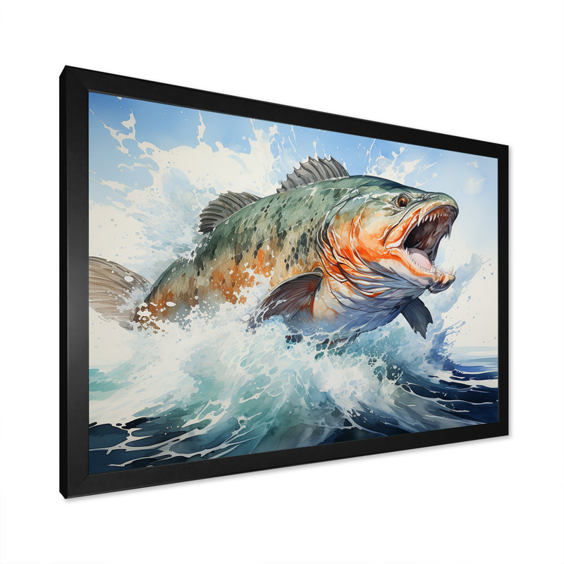 " Fishing Dreams ", 12" H x 20" W x 1" D, Black Single Picture Framed