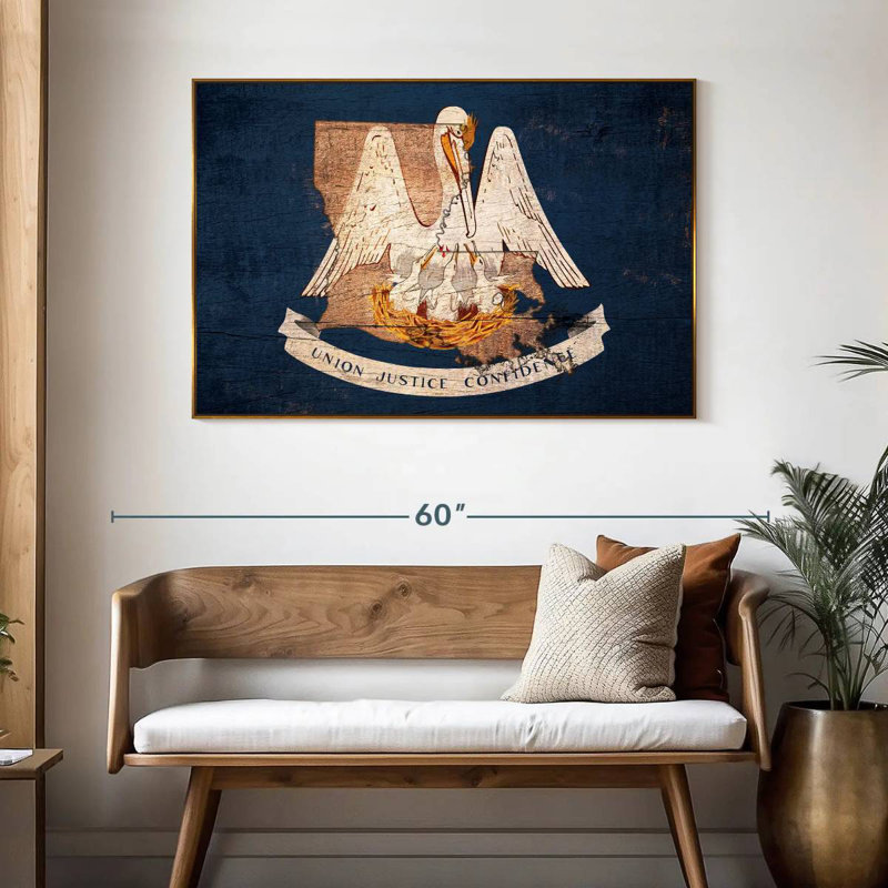 Pélican de Louisiane, 46 po x 31 po, Cadre flottant doré