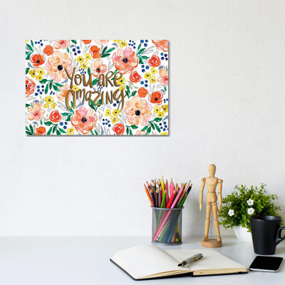 Peachy Florals by Joy Ting - Wrapped Canvas Gallery-Wrapped Canvas Giclée