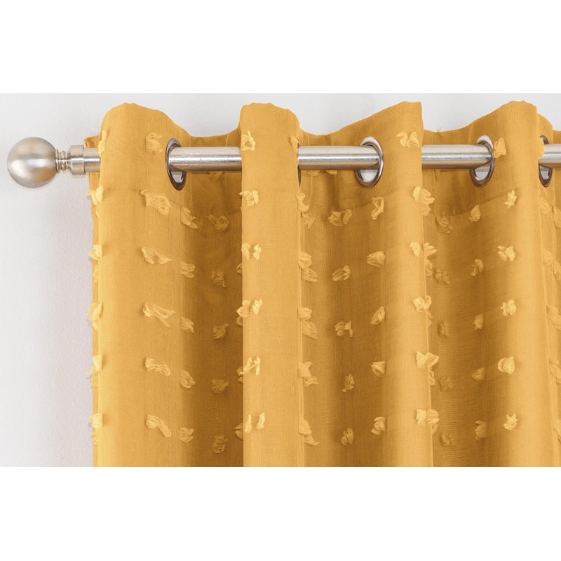 Brummett Semi Sheer Curtain Pair, 168 W x 137 D cm, Honey