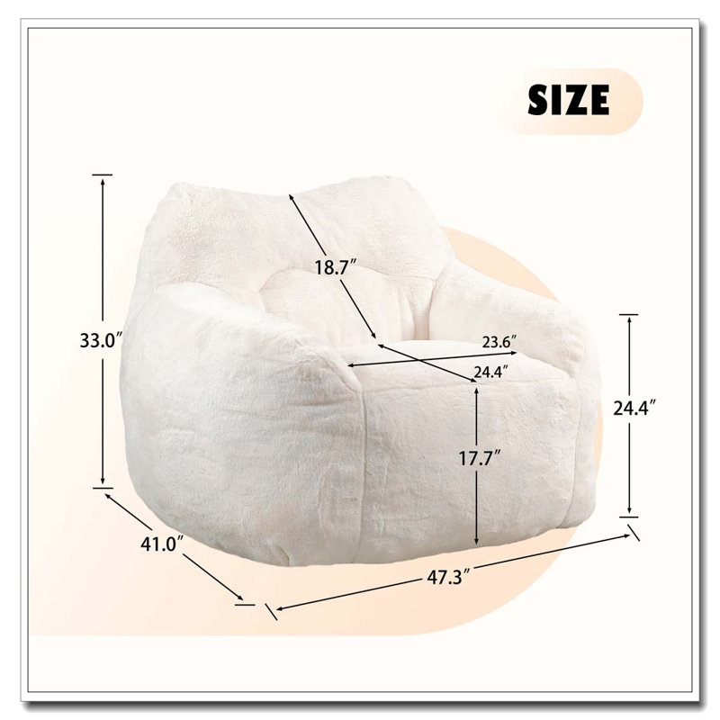 Bean Bag Chair, White