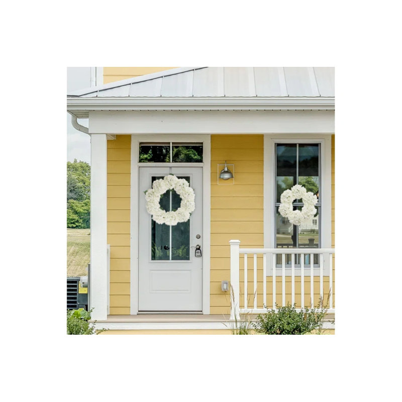 6pc Faux Hydrangea 18" Tall Wreath