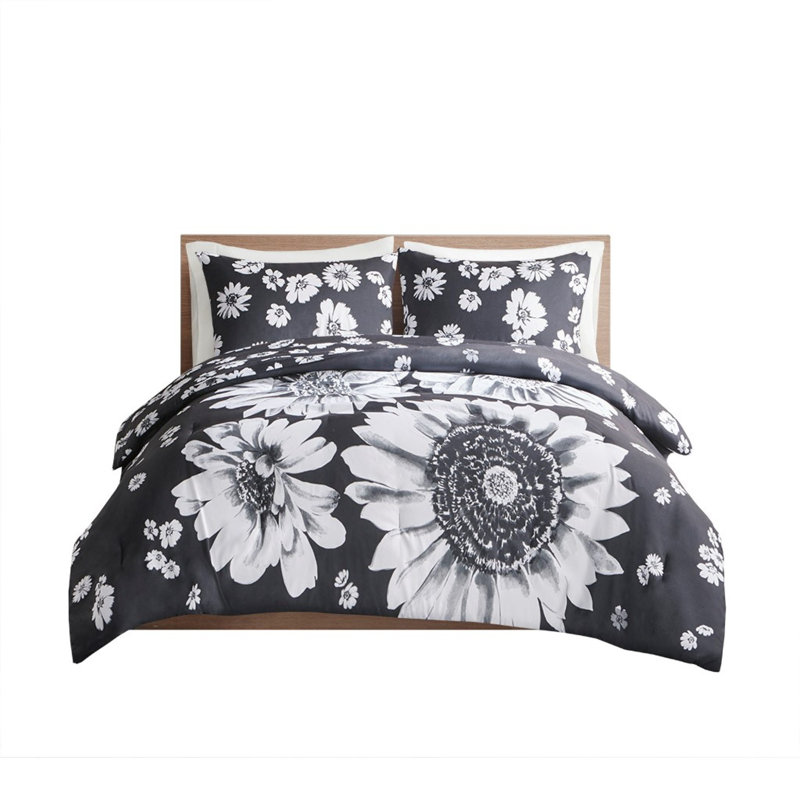 Ensemble d'édredon hypoallergénique à motif floral réversible double