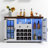 Kayonna 47.2''W ×15.4''D×31.3''H Farmhouse Bar Cabinet With Led Lights & Floating Shelf, Kitchen Buffet With Wine Rack & Glass Doors, Coffee Bar With Charge Station For Dining Room, Living Room & Bistro